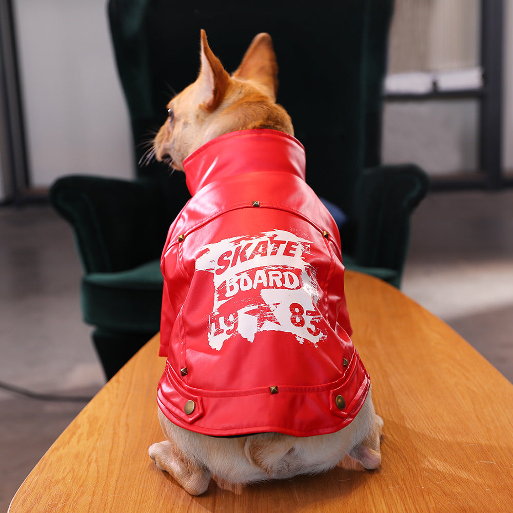 Edgy Leather Moto Style Skateboard Jacket for Dogs Pets Possessions LLC