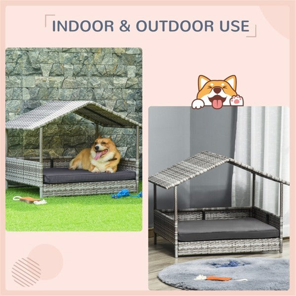 Luxury Rattan In / Outdoor Pet Tent with Sofa for Dogs Pets Possessions