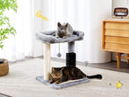 Small 4-in-1 Cat Tree with Self-grooming Brush and Natural Sisal Scratching Post Pets Possessions