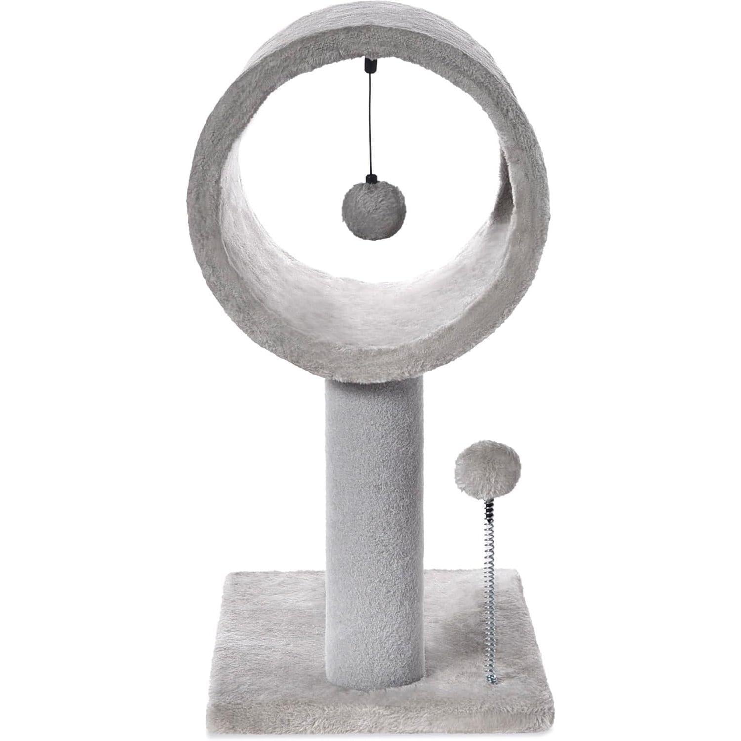 Popular Gray Cat Tree Tunnel Bed with Interactive Spring Toy Pets Possessions