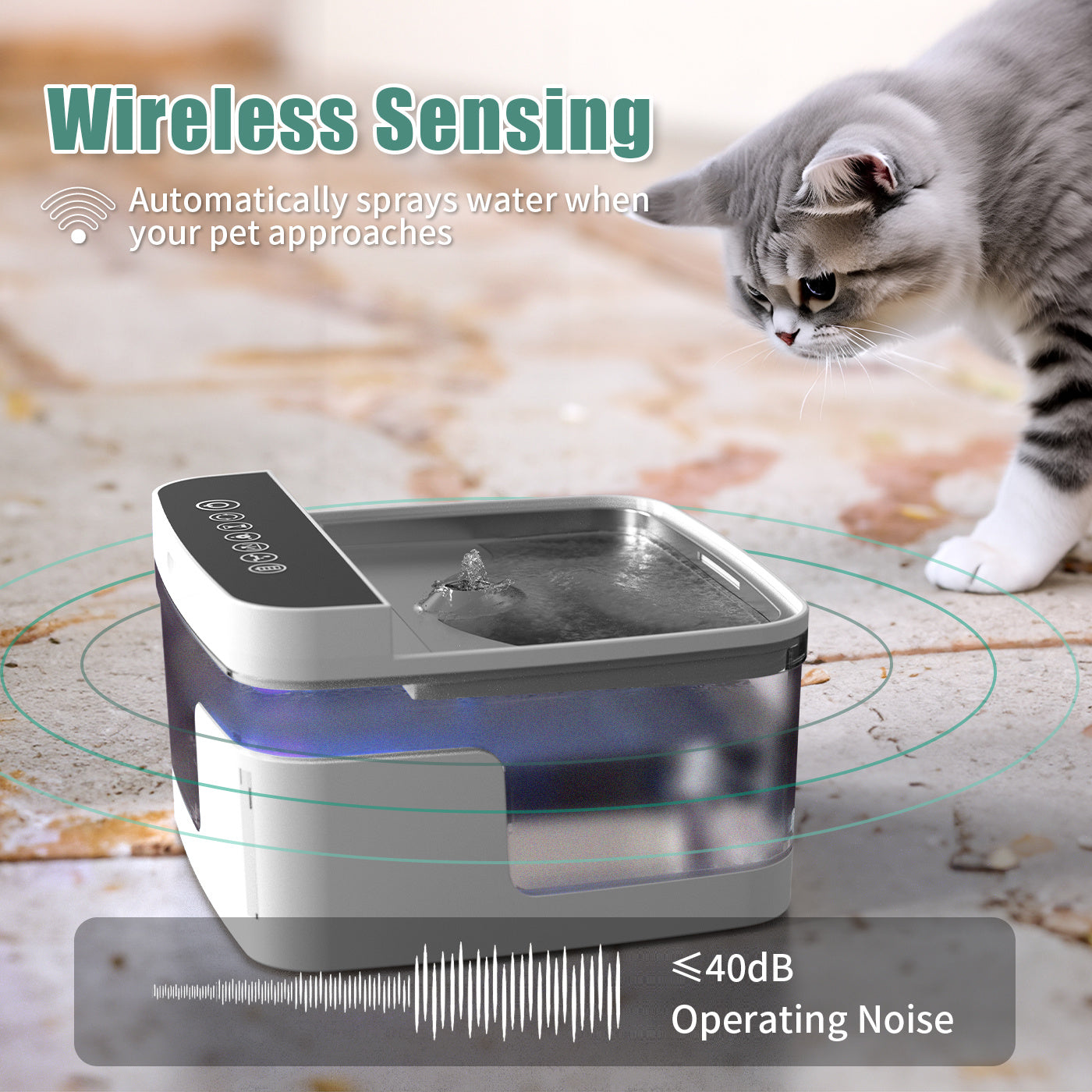 Translucent Water Dispenser with Bright UV Light for Cats & Dogs Pets Possessions