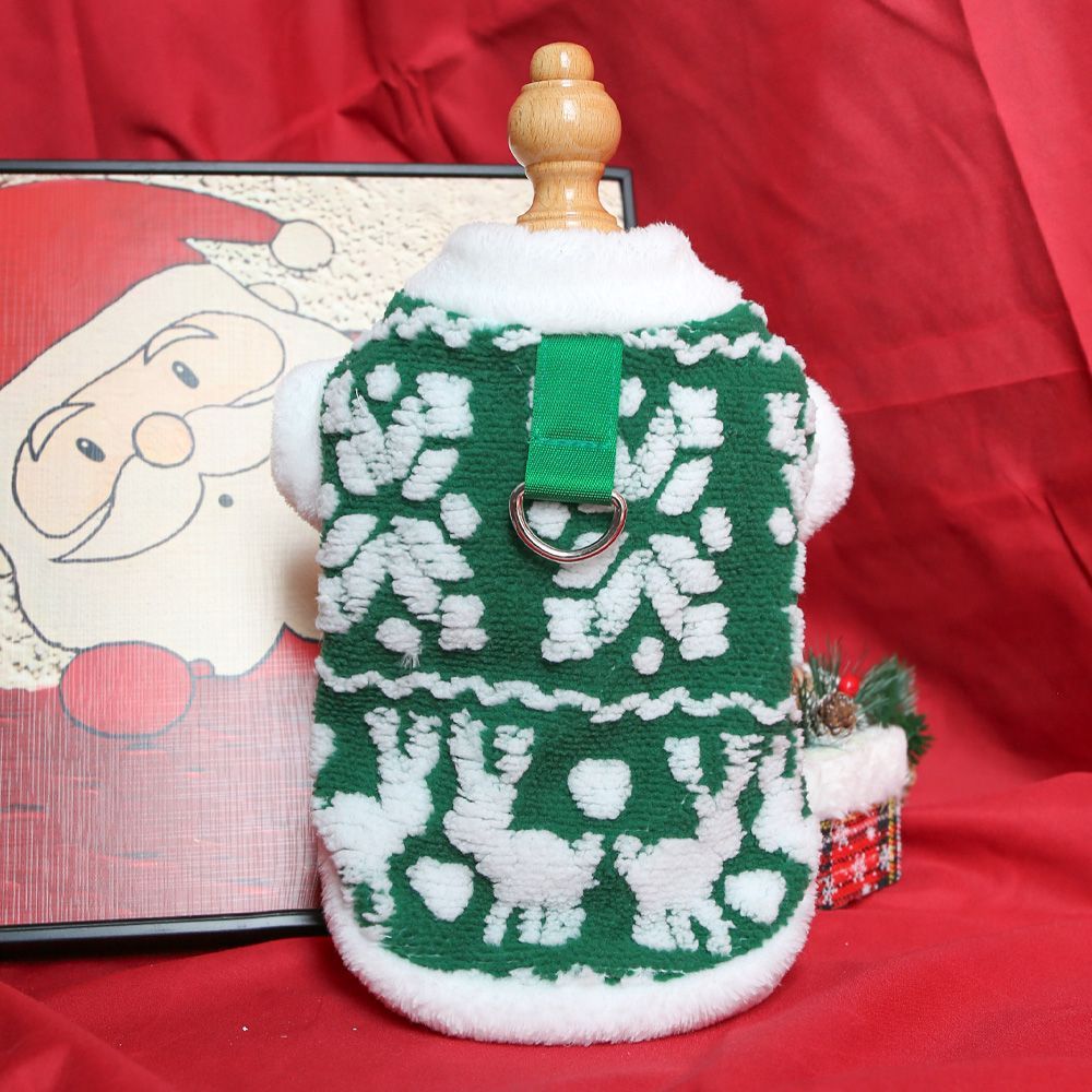 Cozy Christmas Sweater with Plush Hoodie and Traction Rope Buckle for Cats & Dogs Pets Possessions