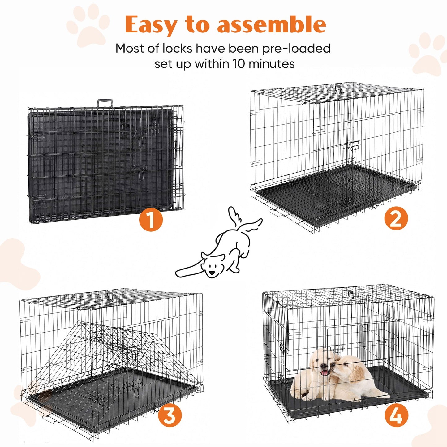 Durable Dog Crate with 2 Doors Pets Possessions LLC