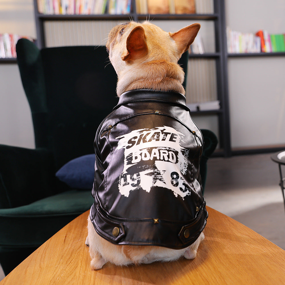 Edgy Leather Moto Style Skateboard Jacket for Dogs Pets Possessions LLC