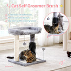 Small 4-in-1 Cat Tree with Self-grooming Brush and Natural Sisal Scratching Post Pets Possessions