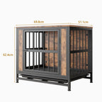 Contemporary Polished Wooden Kennel with Iron Bars for Dogs Pets Possessions