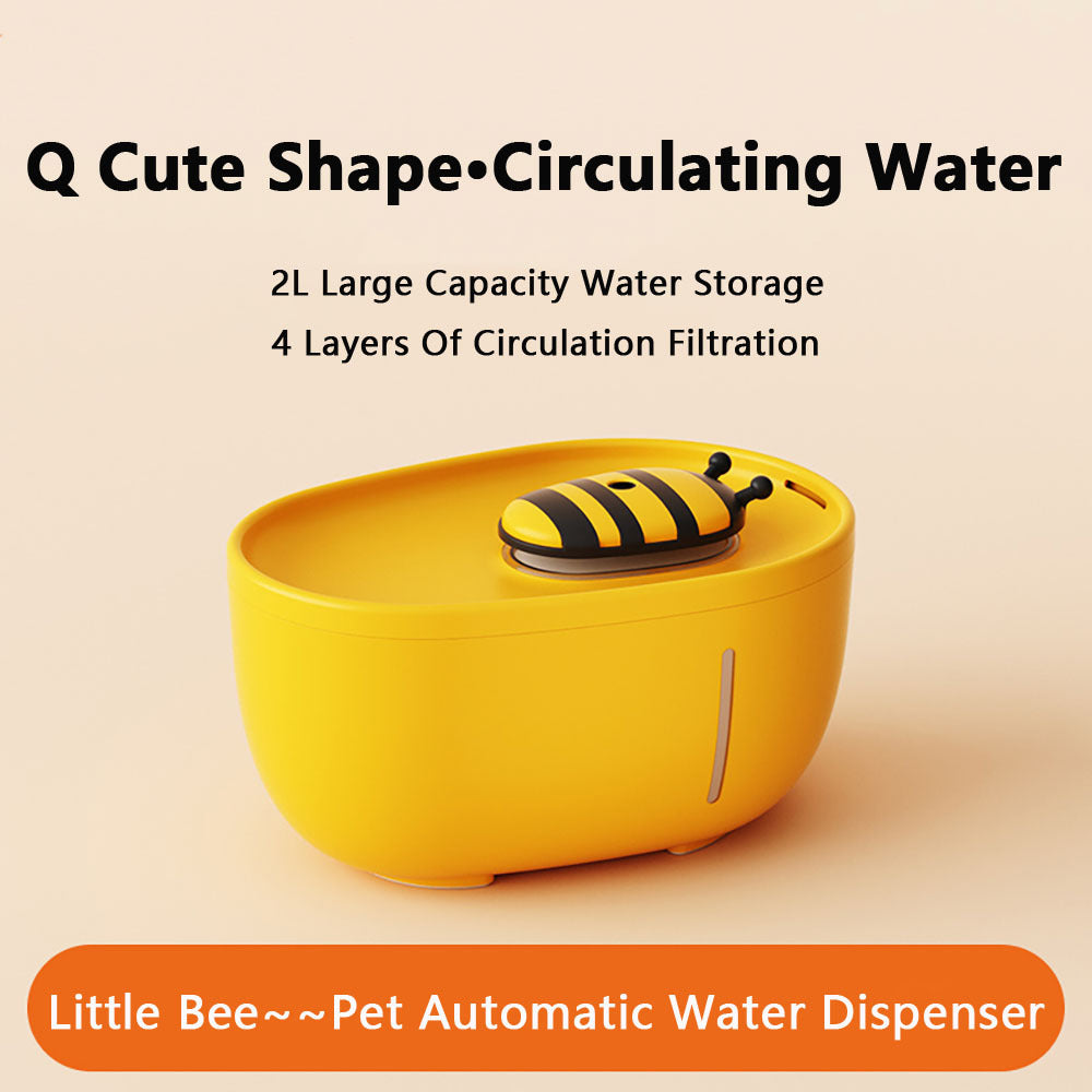 Cutesy Honey Bee Auto Filter USB, Electric Recirculating Filtring Water Fountain for Cats & Dogs Pets Possessions