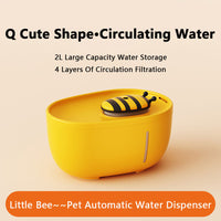 Cutesy Honey Bee Auto Filter USB, Electric Recirculating Filtring Water Fountain for Cats & Dogs Pets Possessions