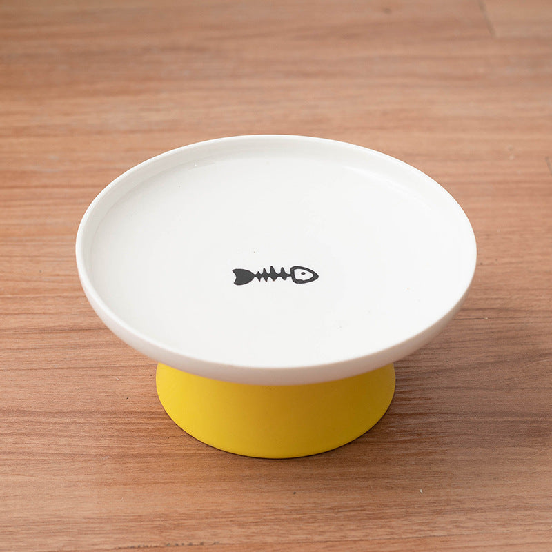 Elevated Vertebrae & Whisker Protective Ceramic Food Bowl for Cats Pets Possessions