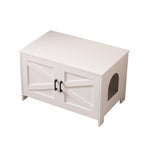 White Wooden Cat Litter Box Furniture with Enclosure Pets Possessions