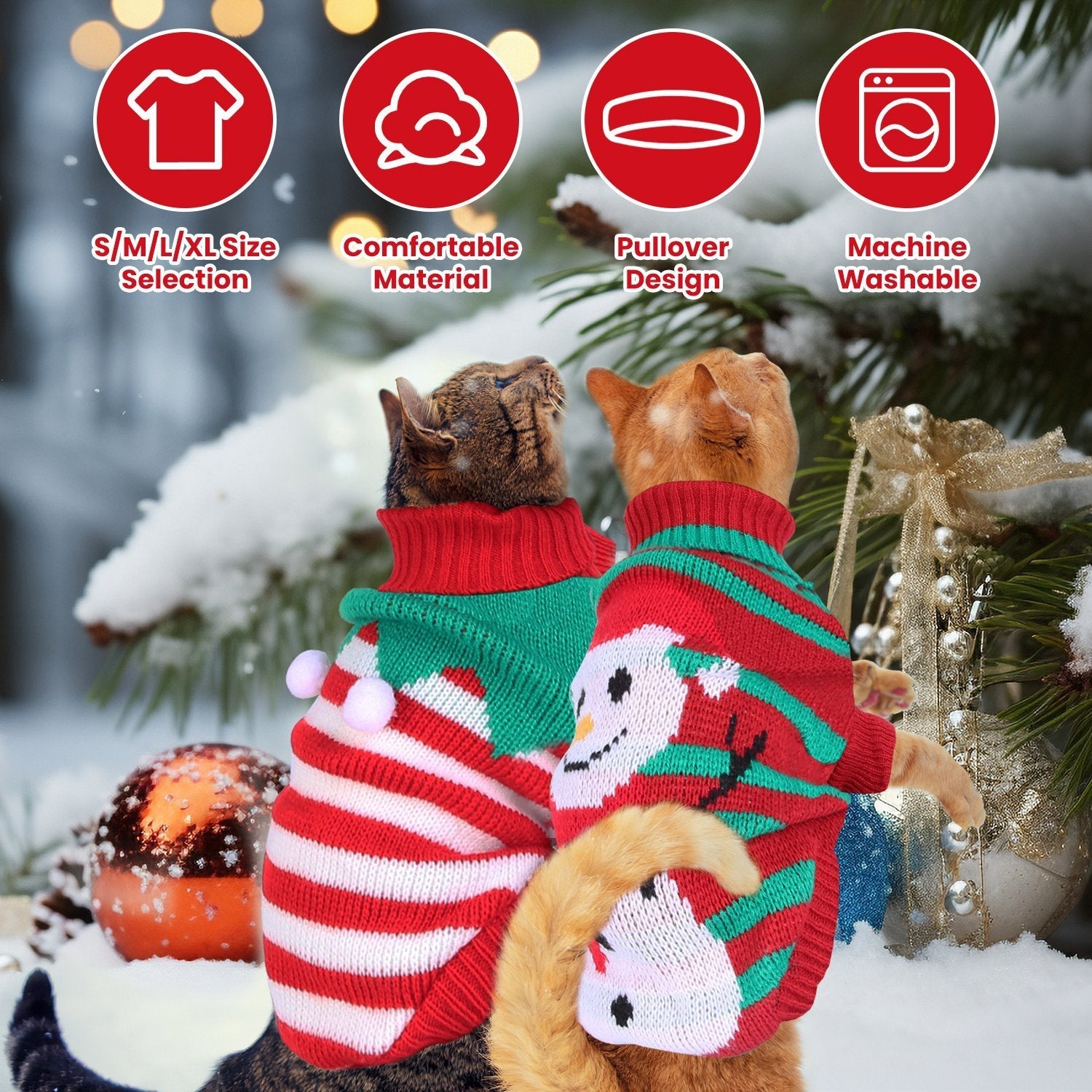 Festive Christmas Turtleneck Sweater for Dogs & Cats Pets Possessions
