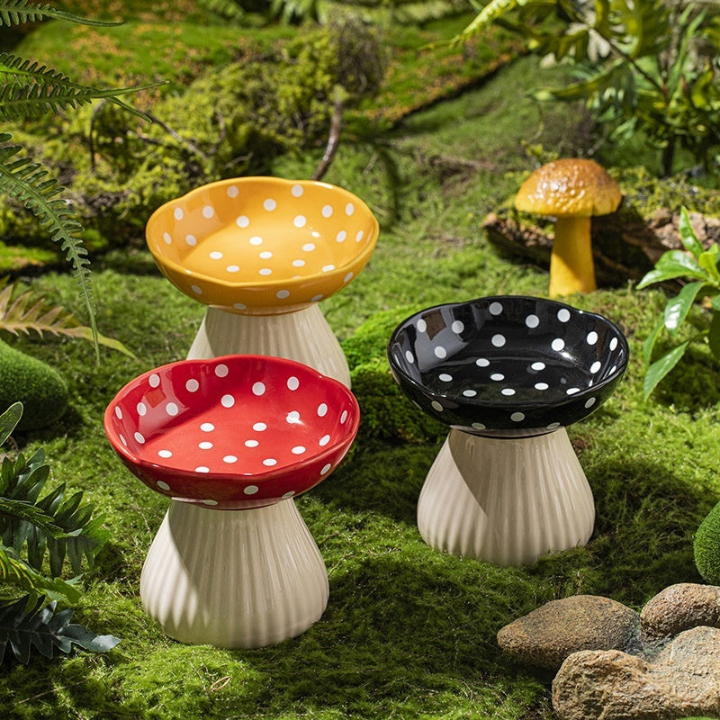 Mushroom High Foot Protection Anti Roll Cat Bowls Pets Possessions LLC