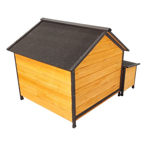 Durable Wooden Outdoor Doghouse with Extra Storage Space Pets Possessions