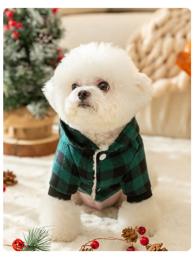 Cozy and Stylish Plaid Hooded Pet Coat – Warm Cotton-Padded Jacket for Cats & Dogs Pets Possessions LLC