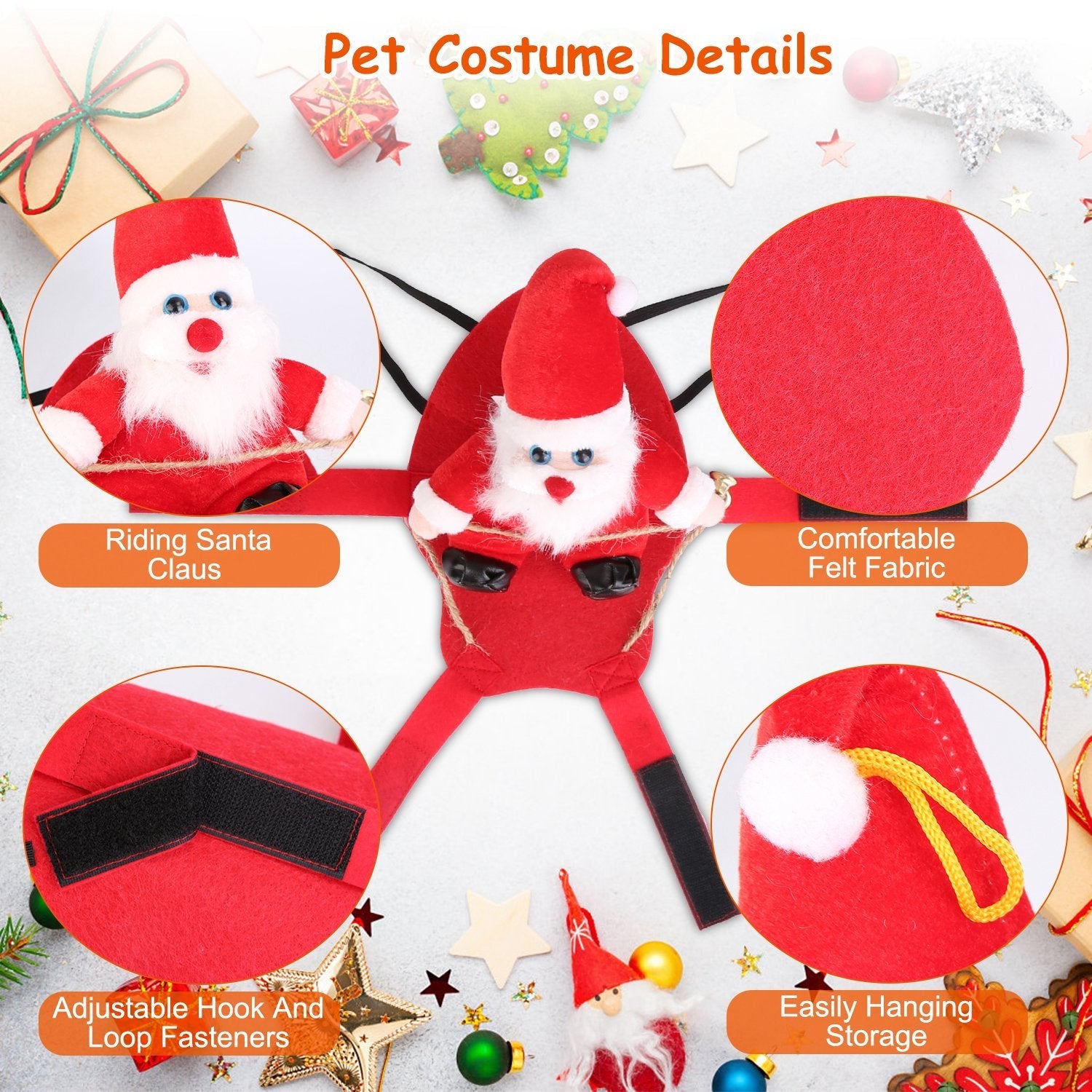 Festive Christmas Themed Riding Santa Claus with Bell Costume for Cats & Dogs Pets Possessions