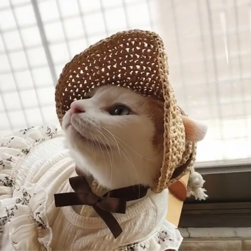 Vintage Classy Coffee Crochet Hat for Cats and Small Dogs Pets Possessions LLC
