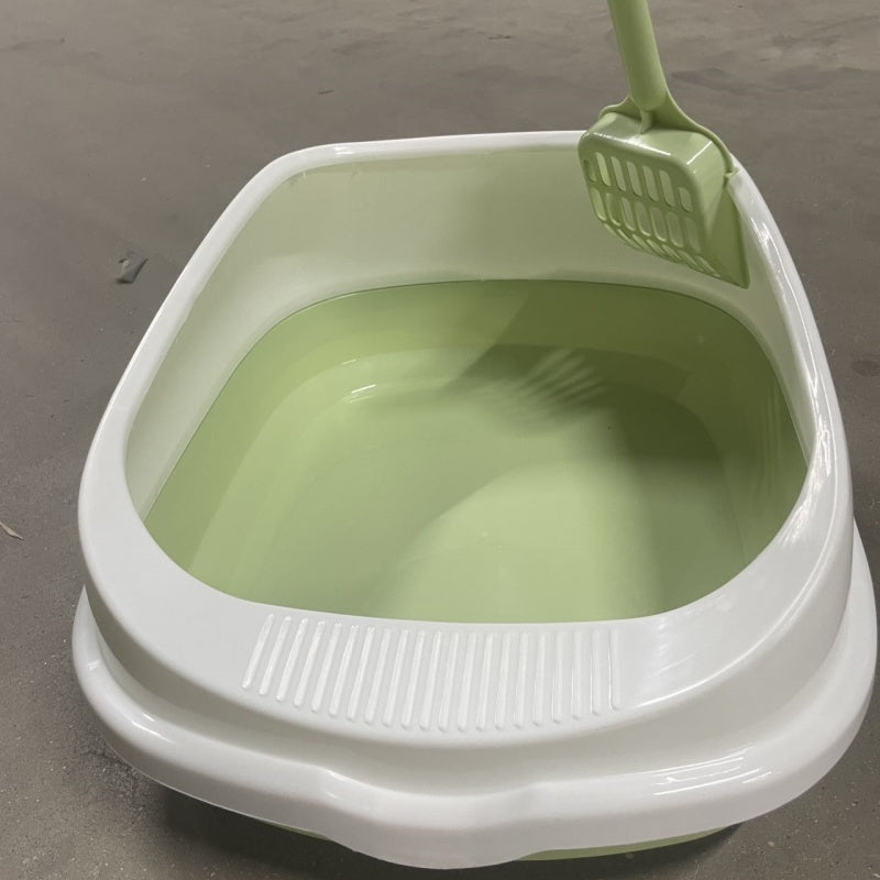 Noble Olive Green & White Cat Litter Box with Scooper Included (Easy Cleaning) Pets Possessions