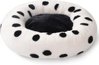 MEWOOFUN Artsy Plush 23” Round Polkadot Washable Pet Bed for Small Dogs & Cats Pets Possessions