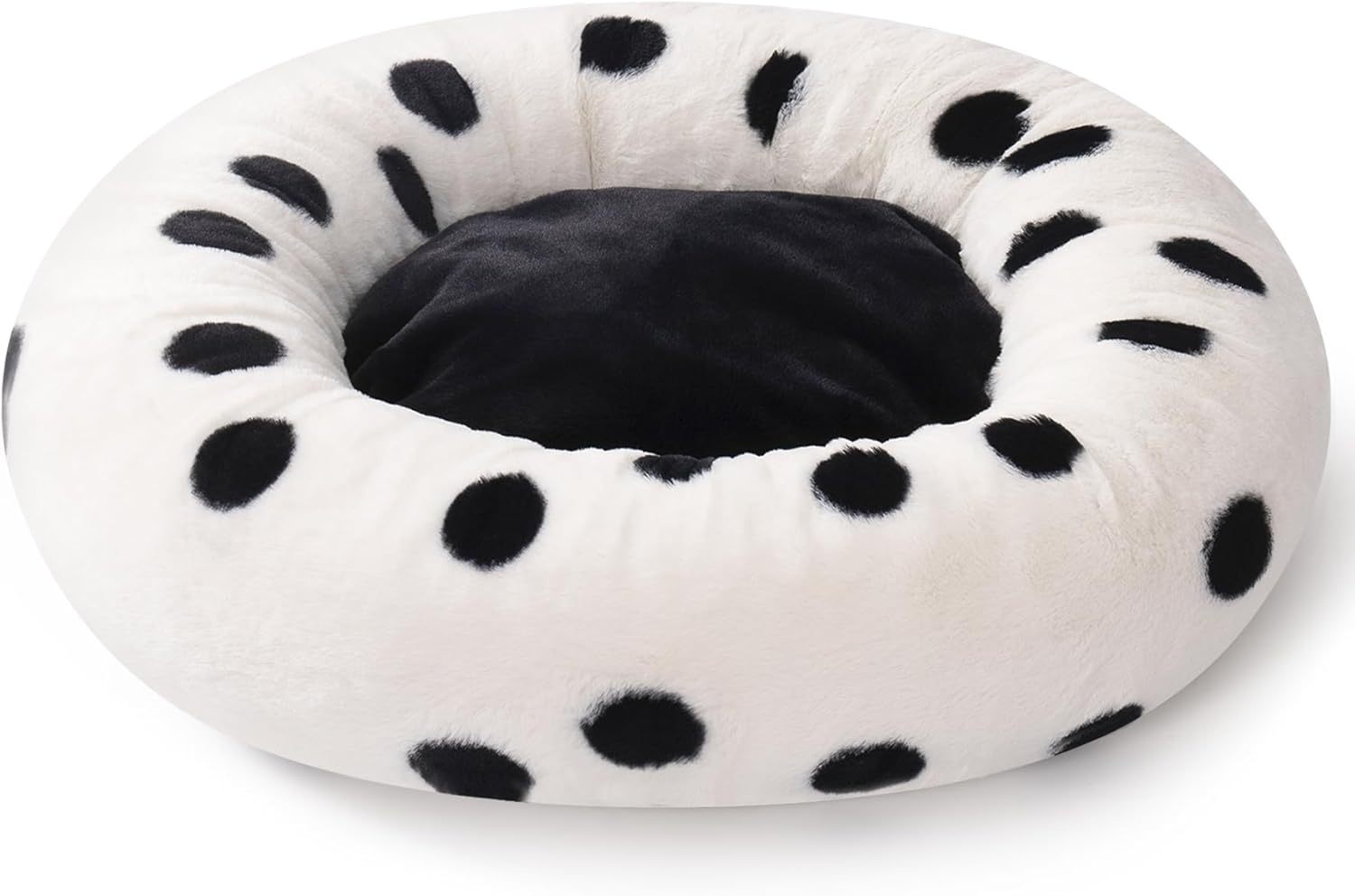 MEWOOFUN Artsy Plush 23” Round Polkadot Washable Pet Bed for Small Dogs & Cats Pets Possessions