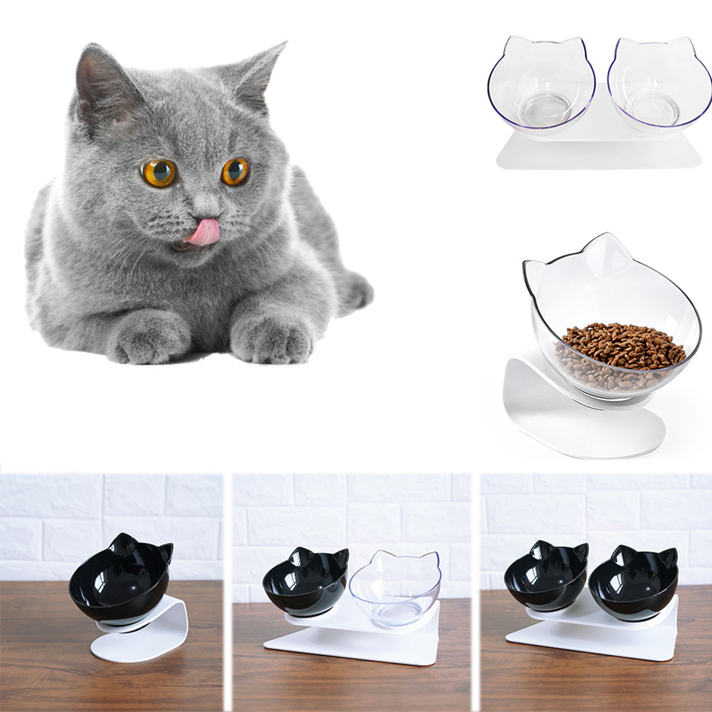 Diagonal Elevated Feeding Bowl Designed to Protect Cervical Vertebra for Cats Pets Possessions
