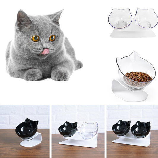 Diagonal, Elevated Feeding Bowl Designed to Protect Cervical Vertebra