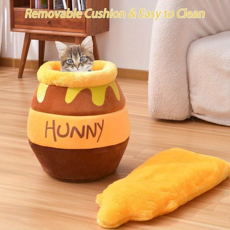 Adorable Honey Pot Cave Bed with Removable Cushions for Cats & Small Dogs Pets Possessions