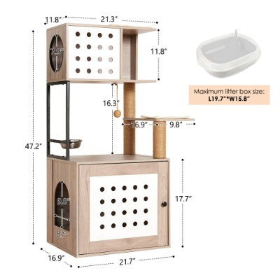 Roomy All In One Cat Tower with Litter Box Enclosure Pets Possessions