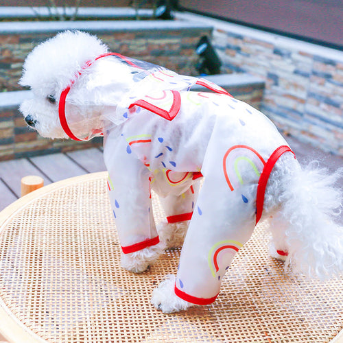 Cutesy Transparent Rainbow Raincoat for Dogs Pets Possessions LLC
