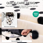 MEWOOFUN Artsy Plush 23” Round Polkadot Washable Pet Bed for Small Dogs & Cats Pets Possessions