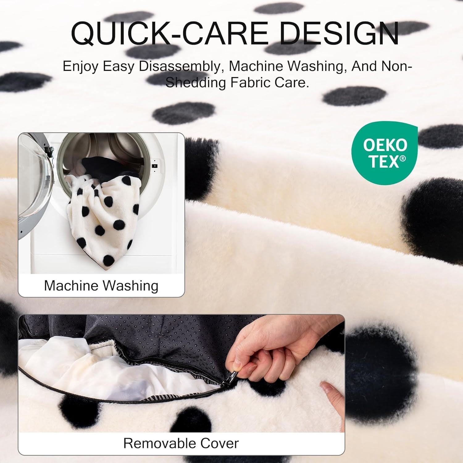 MEWOOFUN Artsy Plush 23” Round Polkadot Washable Pet Bed for Small Dogs & Cats Pets Possessions