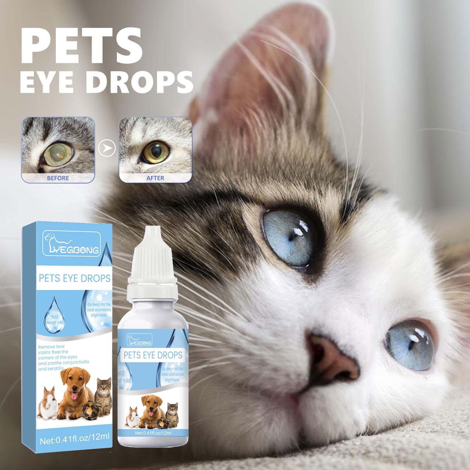 Yegbong Eye Drops with Vitamin B6 and Taurine to Relieve Irritated Eyes, Conjunctivitis and Tear Stains for Cats & Dogs Pets Possessions