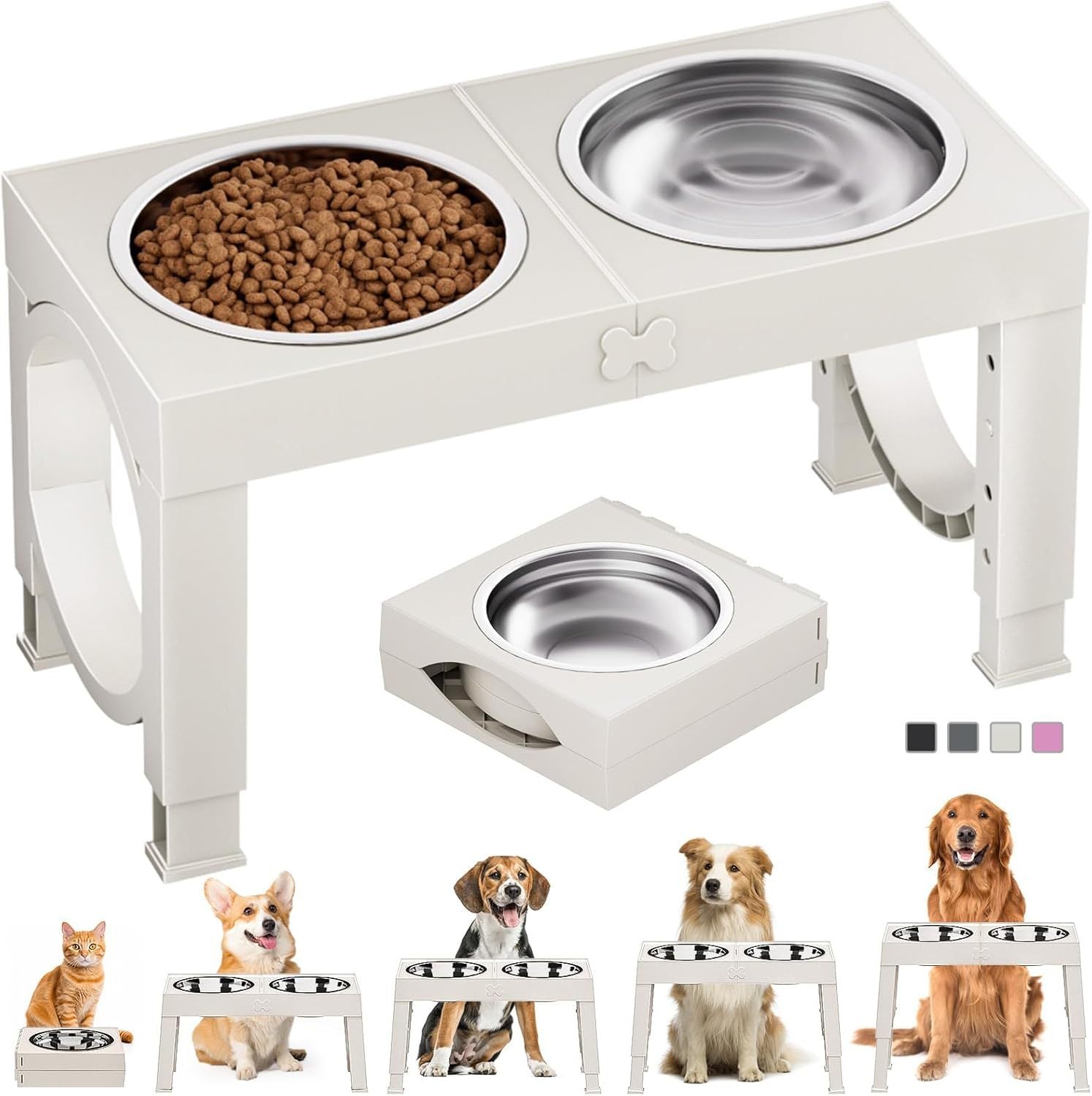Xia Z Fashion Elevated Feeding Table with Double Bowls for Dogs Pets Possessions