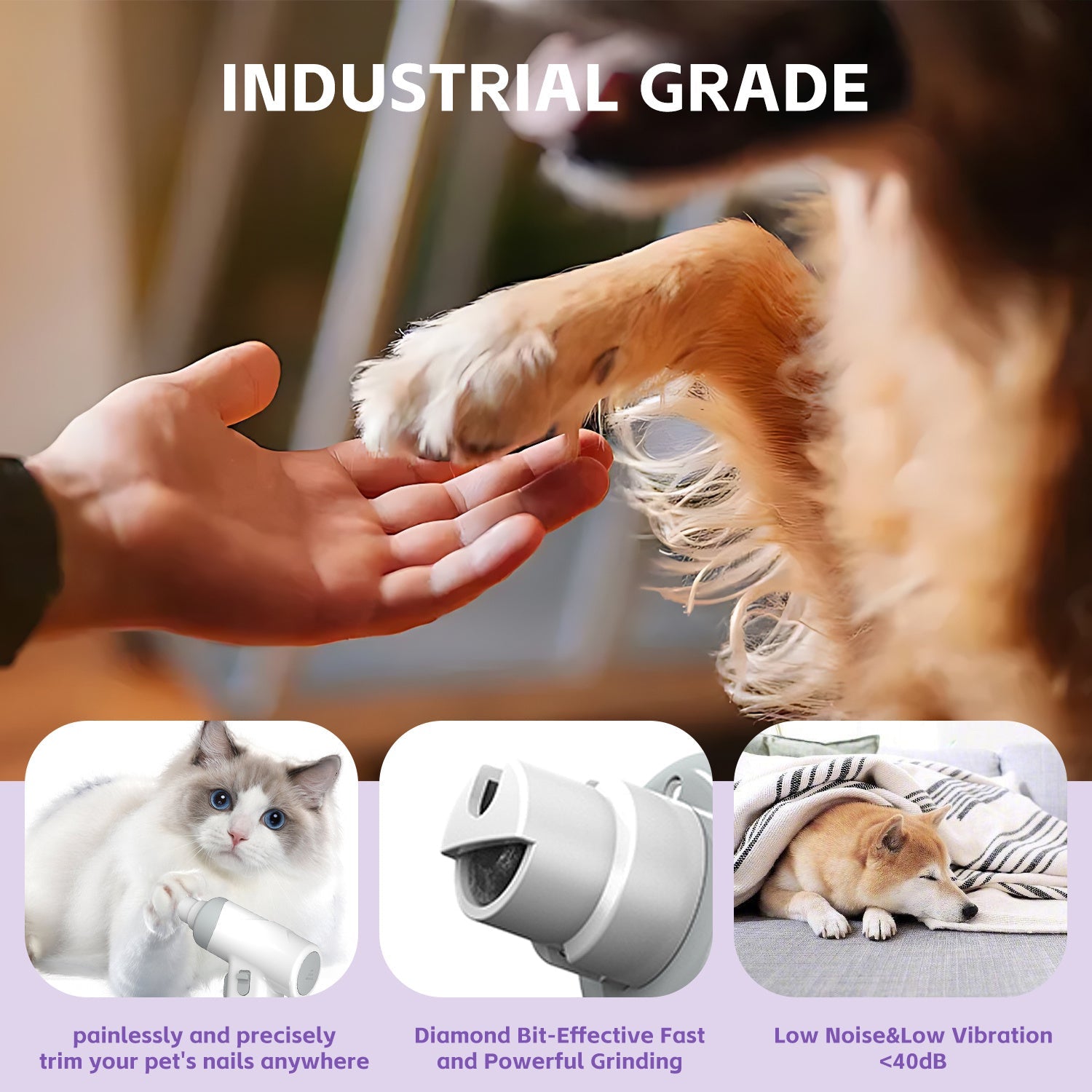 Safety Guard USB Rechargeable Quick Sensor Trimmers with LED Lights for Cats & Dogs Pets Possessions