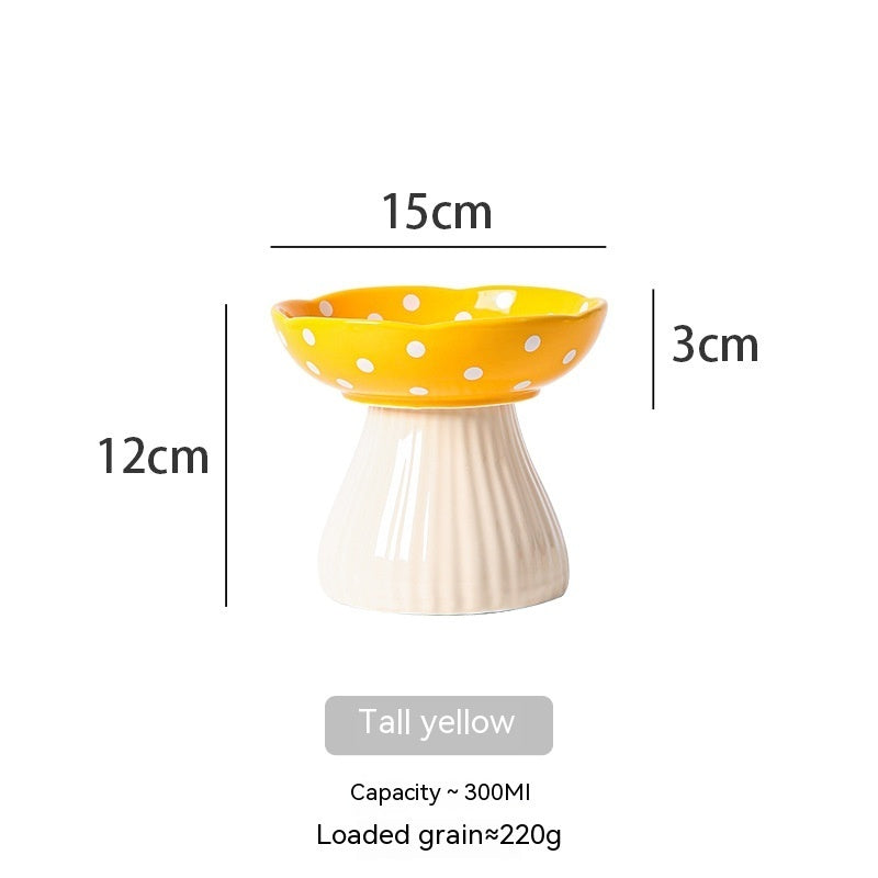Mushroom High Foot Protection Anti Roll Cat Bowls Pets Possessions LLC