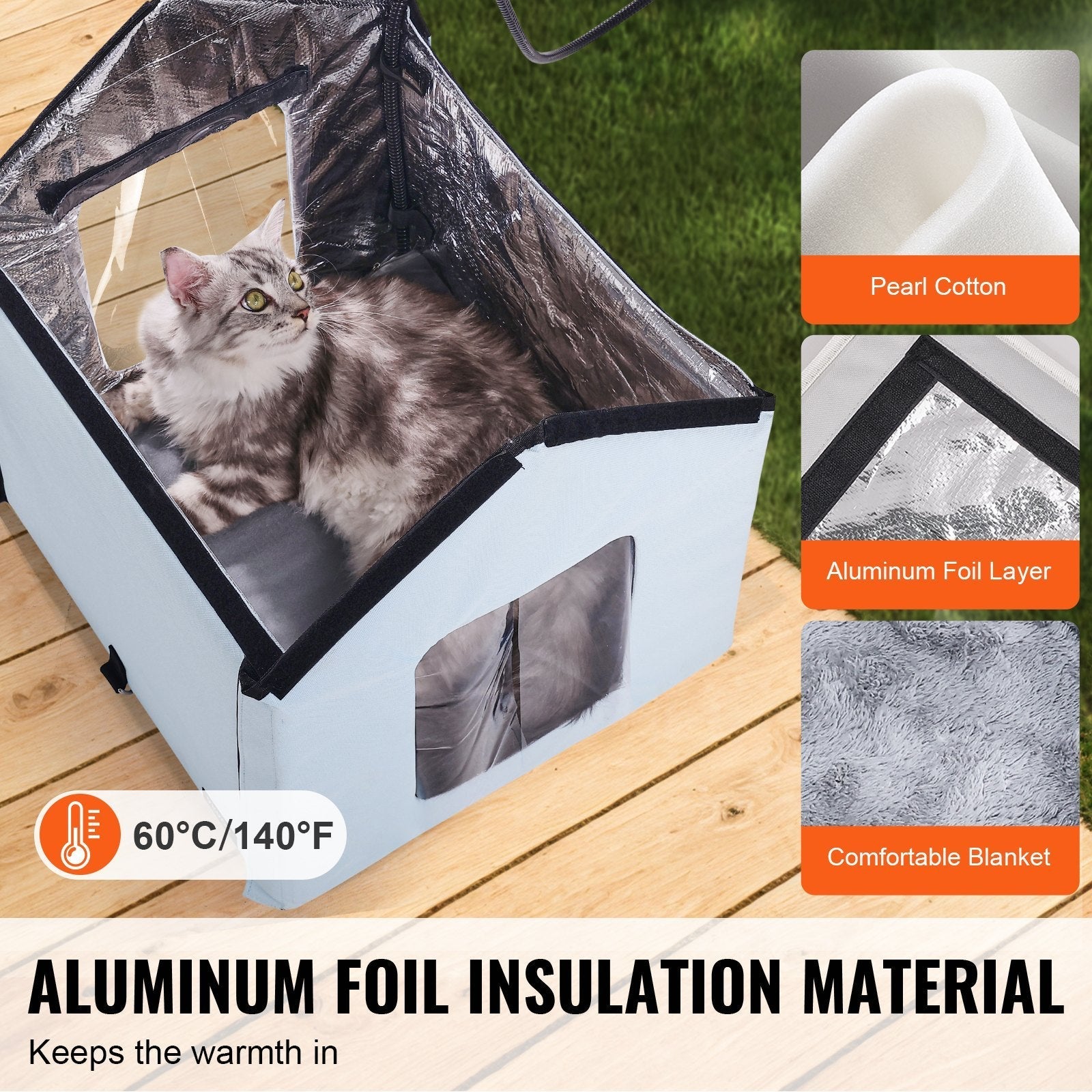 VEVOR Foldable Shelter with Heated Pads for Cats Pets Possessions