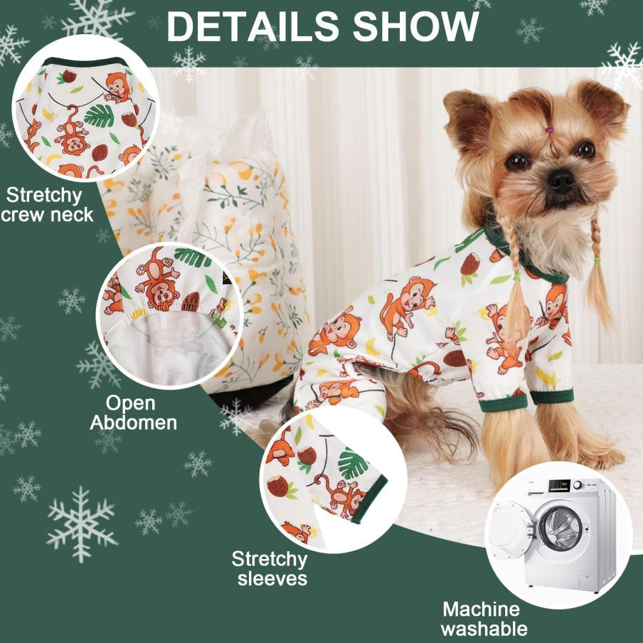 Cute Comfortable Monkey Print Pajamas for Small Dogs Pets Possessions