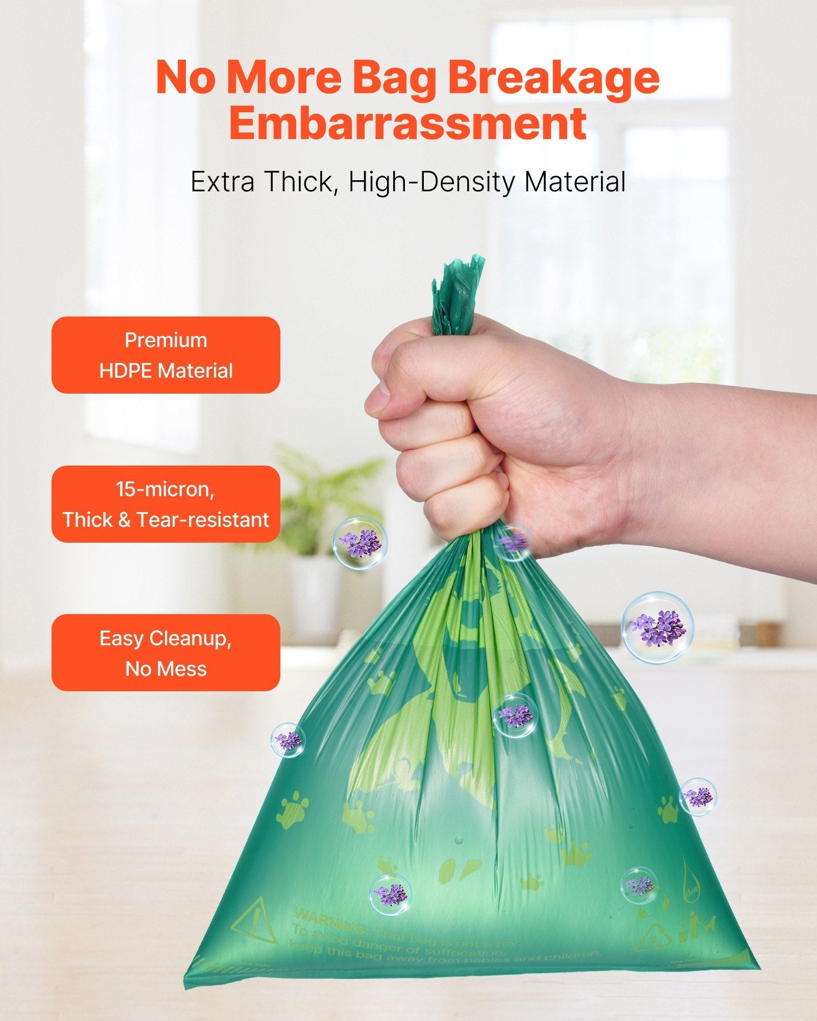 270 Pcs Lavender Scented Biodegradable Waste Bags + Refillable Bag Dispenser for Dog Waste Pets Possessions