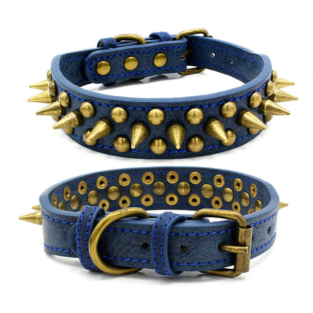 Retro Studded Spiked Rivet Leather Collar for Dogs S-XL