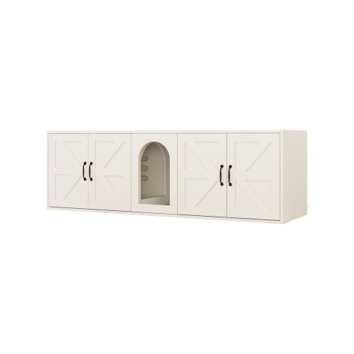 Modern Wooden Horizontal Enclosed Cat Housing & Litter Furniture Pets Possessions