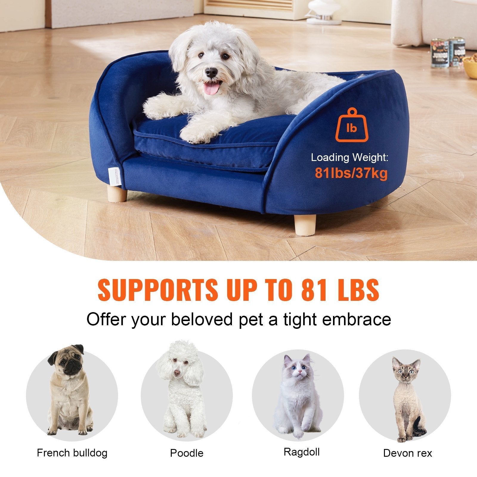 VEVOR Luxury Sofa Bed for Cats & Dogs up to 81 Lbs. Pets Possessions