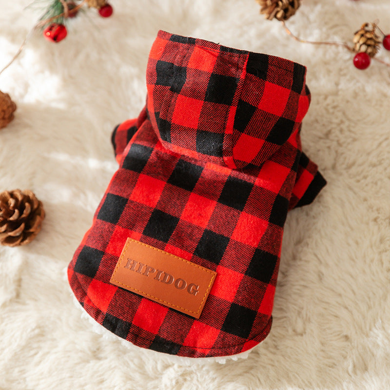 Cozy and Stylish Plaid Hooded Pet Coat – Warm Cotton-Padded Jacket for Cats & Dogs Pets Possessions LLC