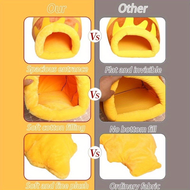 Adorable Honey Pot Cave Bed with Removable Cushions for Cats & Small Dogs Pets Possessions