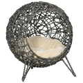 PawHut Rattan Round Chair with Removable Cushion for Cats & Dogs Pets Possessions