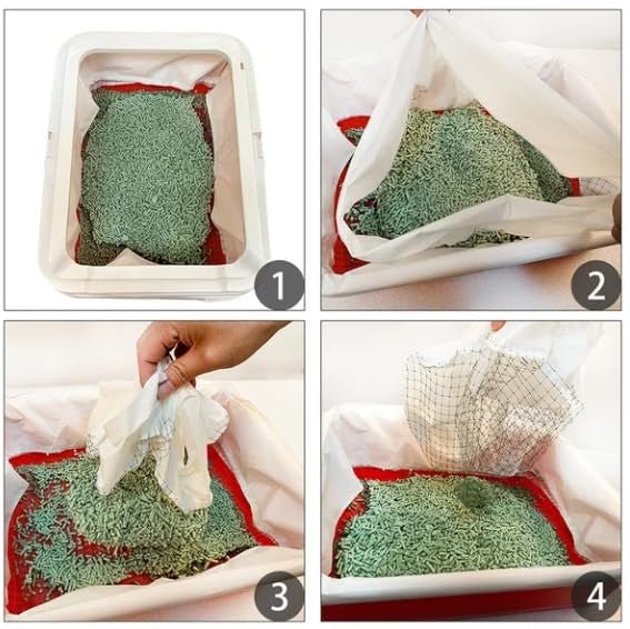 10Pcs Reusable Mesh Cat Litter Filter Bags Washable, Quick Sift and EASY To Clean Pets Possessions