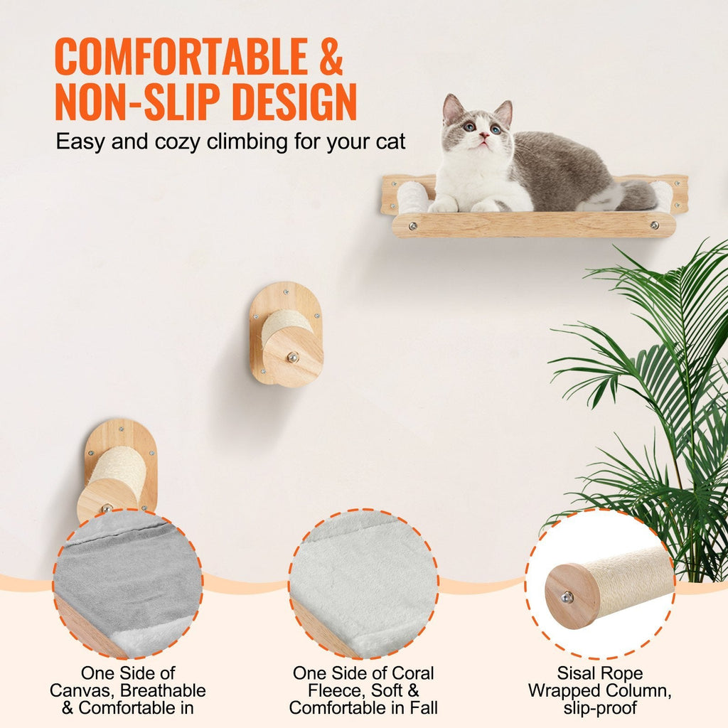 4 Pcs VEVOR Cat Wall Shelves Set Pets Possessions