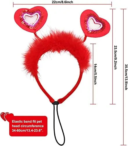 Valentine's Day Heart Headband Accessory for Cats & Dogs Pets Possessions LLC
