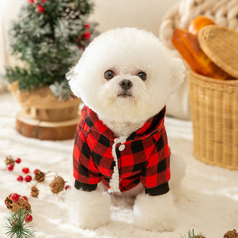 Cozy and Stylish Plaid Hooded Pet Coat – Warm Cotton-Padded Jacket for Cats & Dogs Pets Possessions LLC
