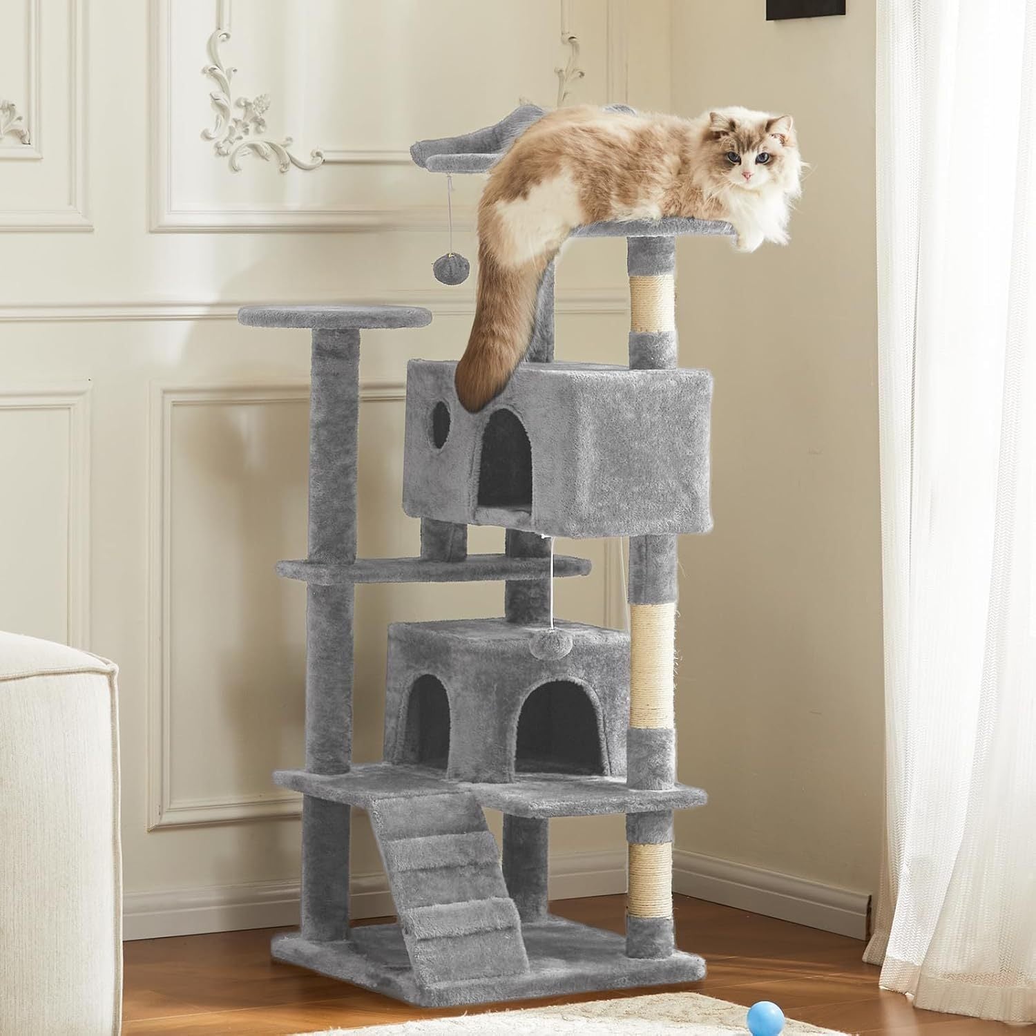 54” Multi-level Cat Tower with Sisal Grab Post Pets Possessions