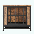 Contemporary Polished Wooden Kennel with Iron Bars for Dogs Pets Possessions