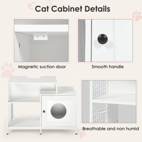 2-in-1 Vanity with Cat Litter Box Enclosure and Storage Shelves for Bathroom Pets Possessions